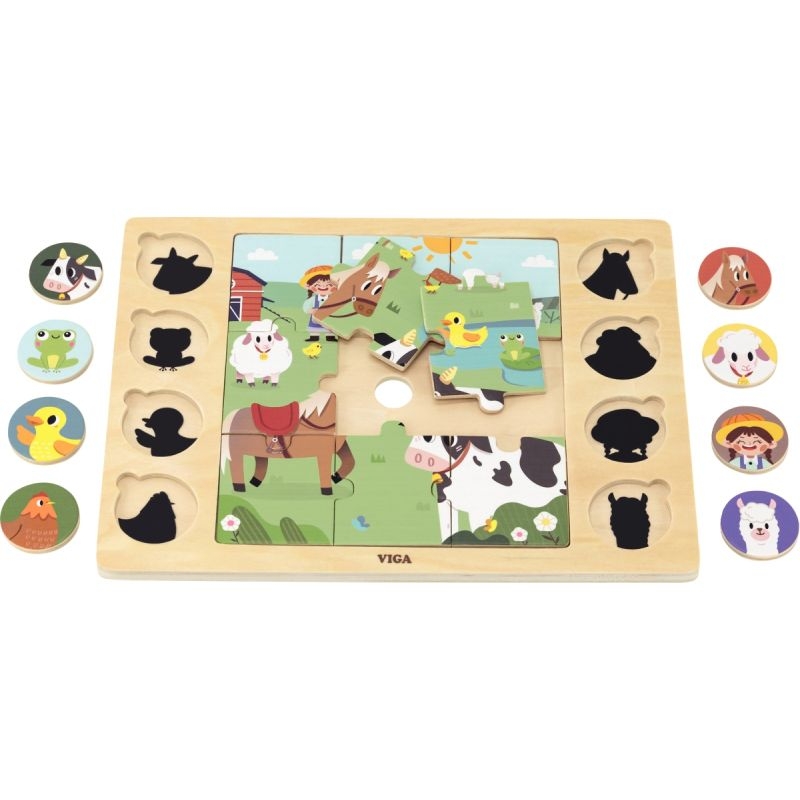 Puzzle en bois cherche et trouve, la ferme