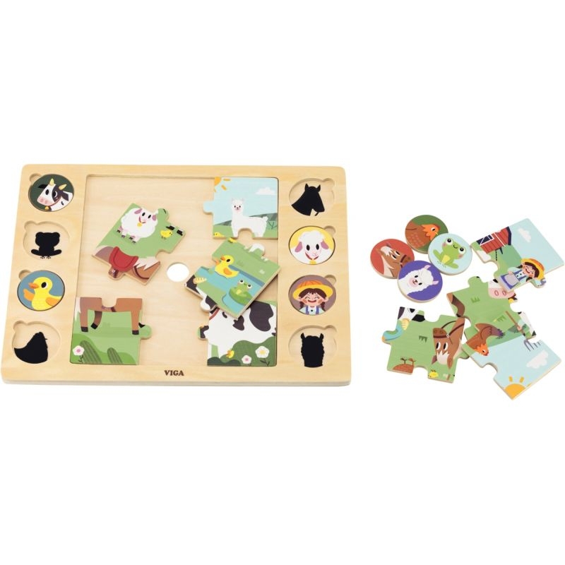 Puzzle en bois cherche et trouve, la ferme
