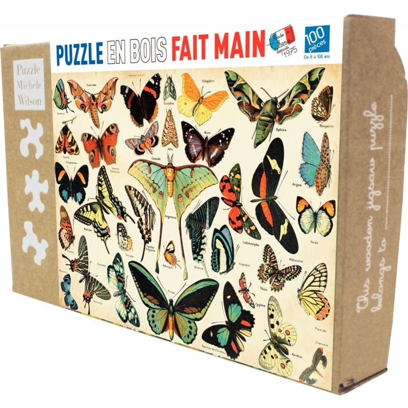 Puzzle en bois d’environ 100 pièces, les papillons