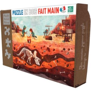 Puzzle en bois d’environ 50 pièces, la fouille des dinosaures