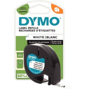 Recharge lettre plastique 12 mm x 4 m noir sur blanc