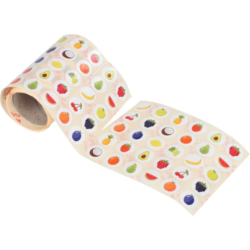 Rouleau de 900 gommettes fruits assorties