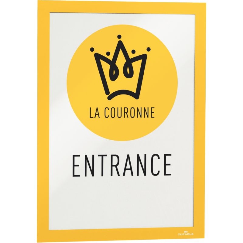 Sachet de 2 cadres d’affichage A4 adhésif repositionnable avec contour magnétique jaune