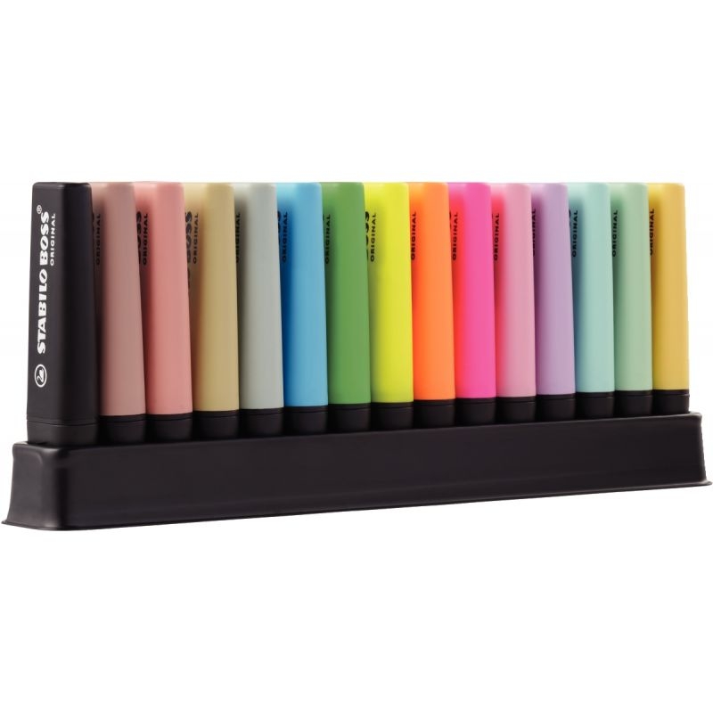 Set de bureau 15 surligneurs Boss assortis
