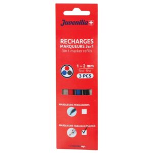 Blister de 3 recharges tableaux blancs bleu, noir et rouge