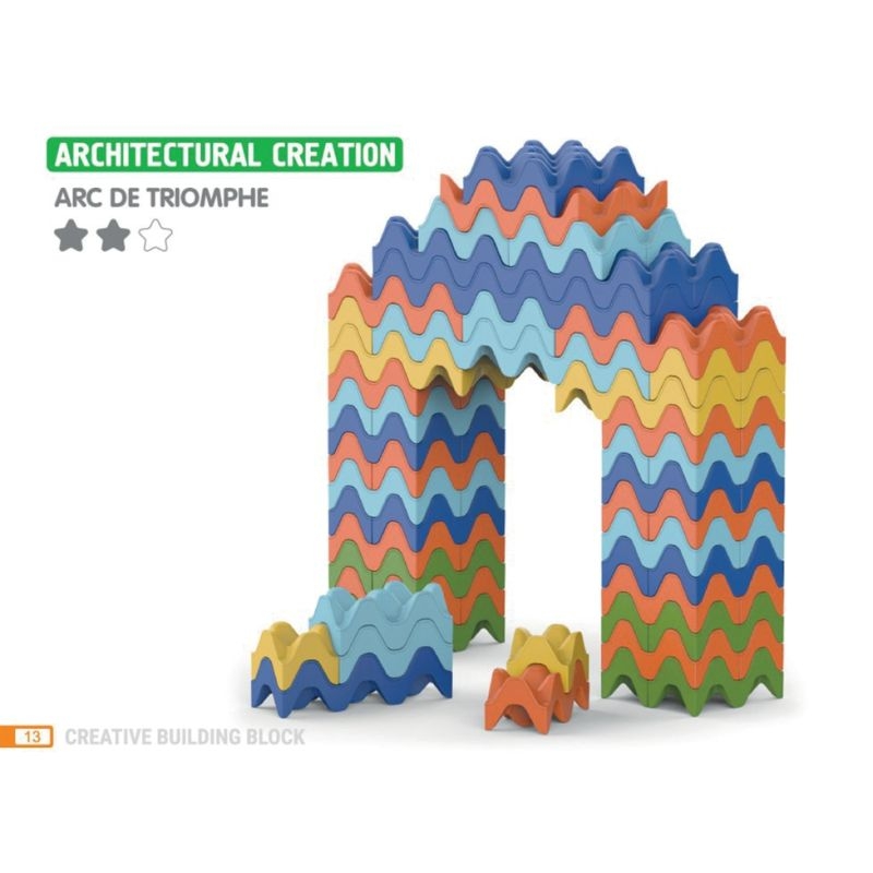 Blocs de construction forme vague, 90 pièces