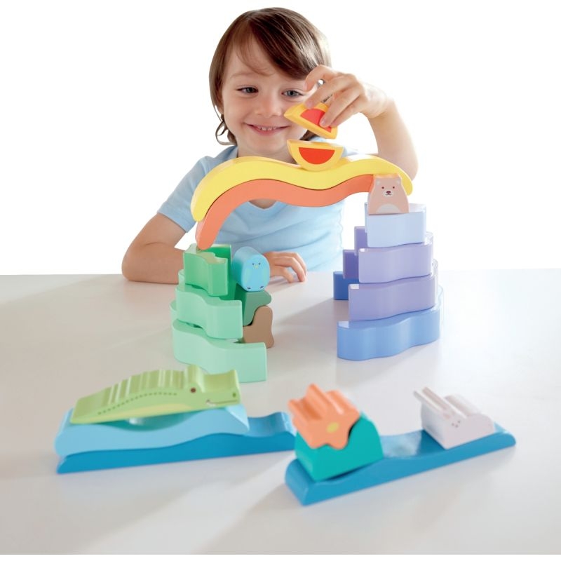 Blocs à empiler en bois, nature et animaux