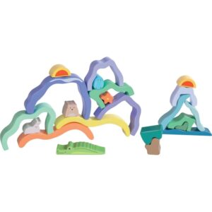 Blocs à empiler en bois, nature et animaux