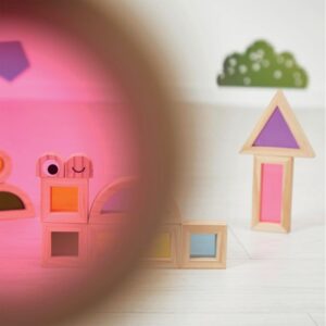 Blocs sensoriels translucides en bois, 18 pièces