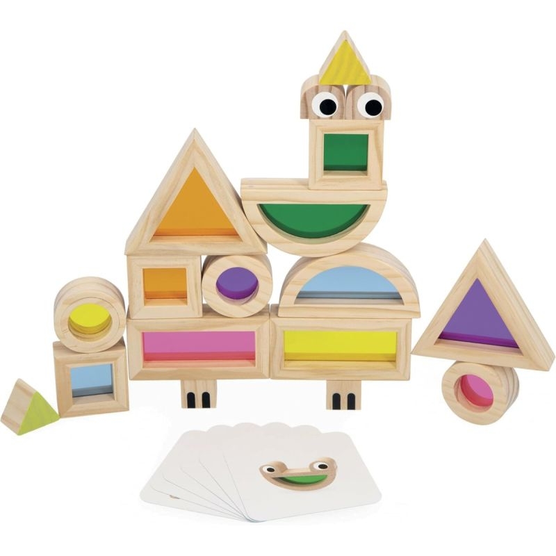 Blocs sensoriels translucides en bois, 18 pièces