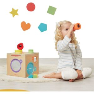 Boite d’activités sensorielles en bois, grand modèle