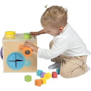 Boite d’activités sensorielles en bois, grand modèle