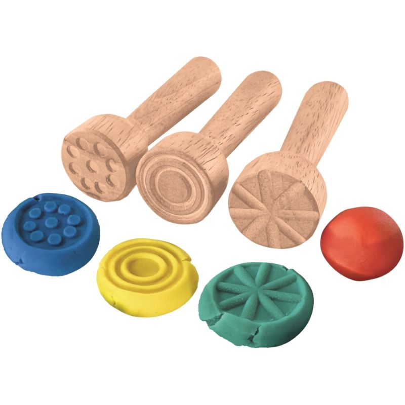 Boite de 12 tampons empreintes en bois