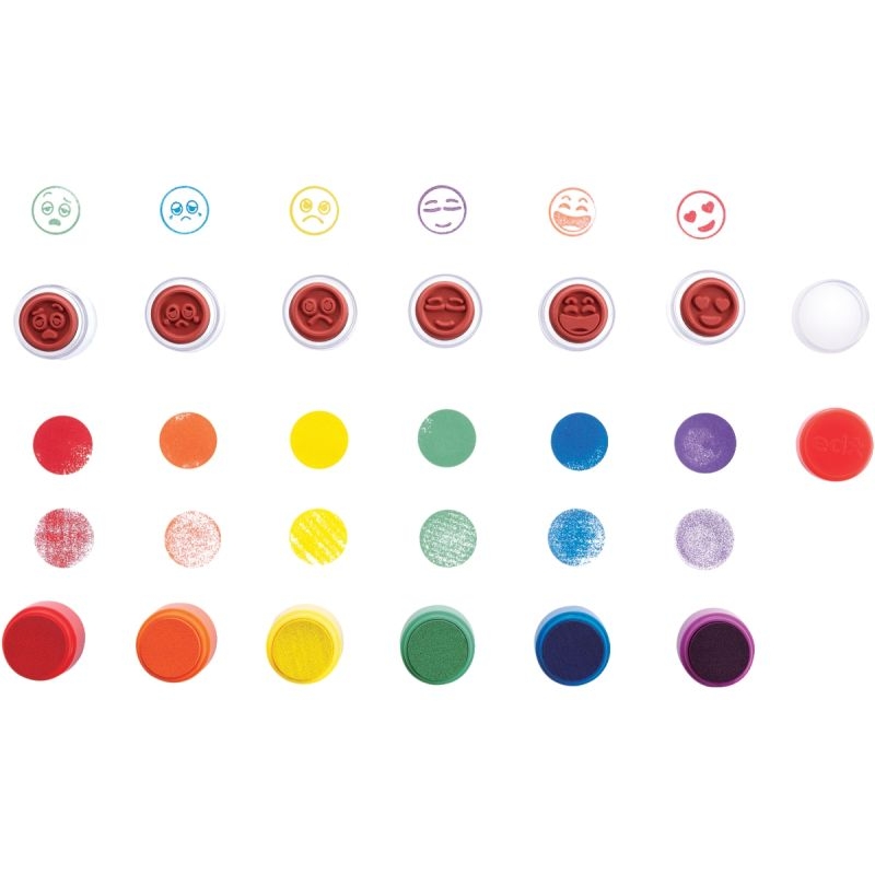 Boite de 24 encreurs + 24 tampons émotions diamètre 3.5cm