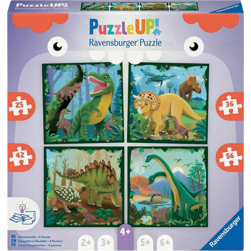 Boite de 4 puzzles UP progressifs, les dinosaures