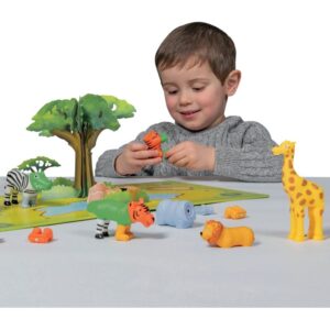 Boite de 7 mini puzzles 3D magnétiques, animaux de la jungle