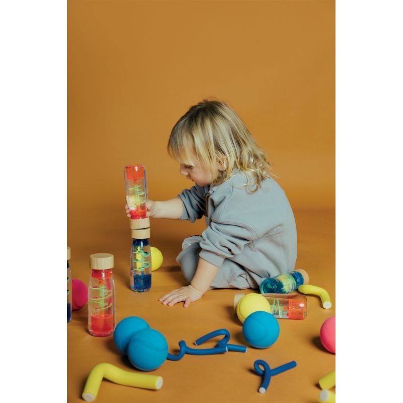 Bouteille sensorielle spirale bleue