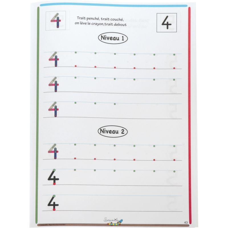Cahier d’écriture DYS format A4, 48 pages, lettres majuscules bâtons