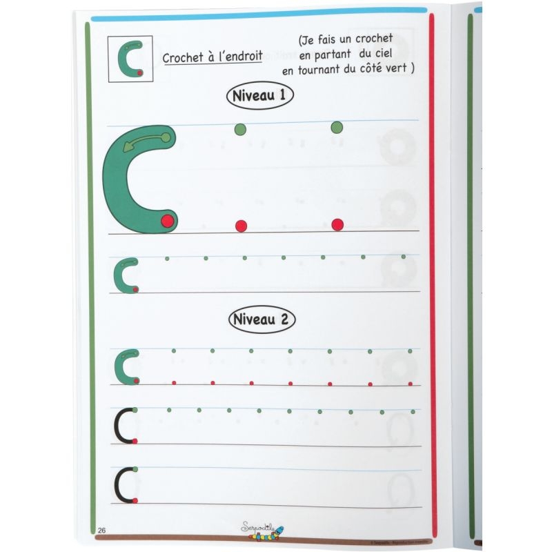 Cahier d’écriture DYS format A4, 48 pages, lettres majuscules bâtons