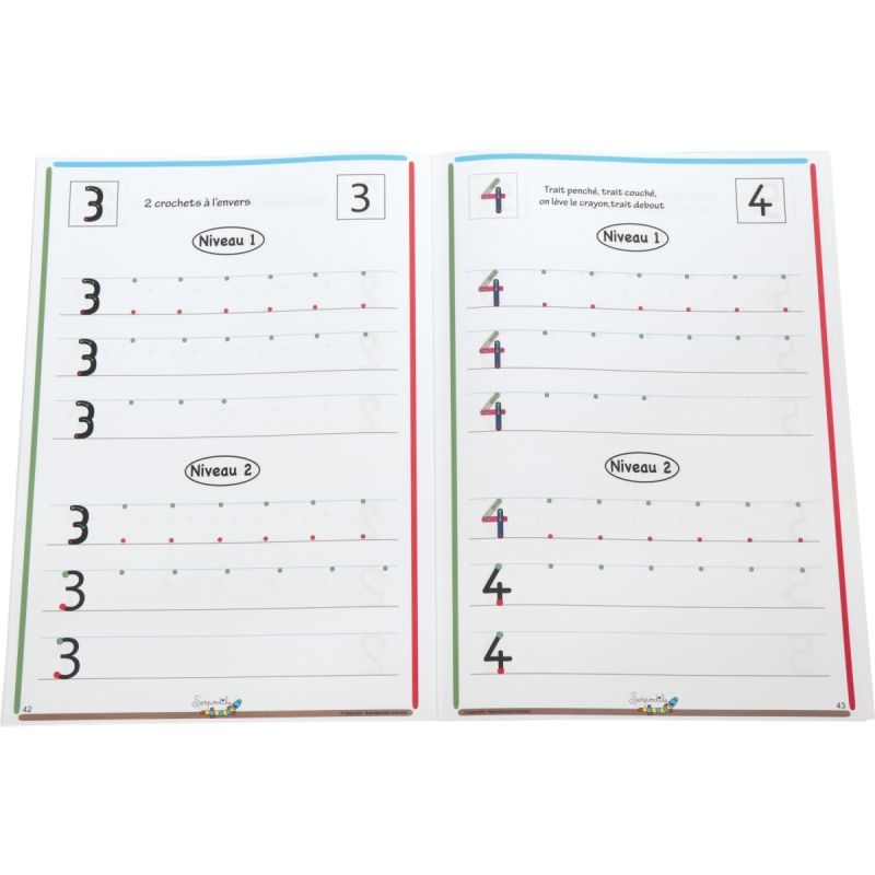 Cahier d’écriture DYS format A4, 48 pages, lettres majuscules bâtons