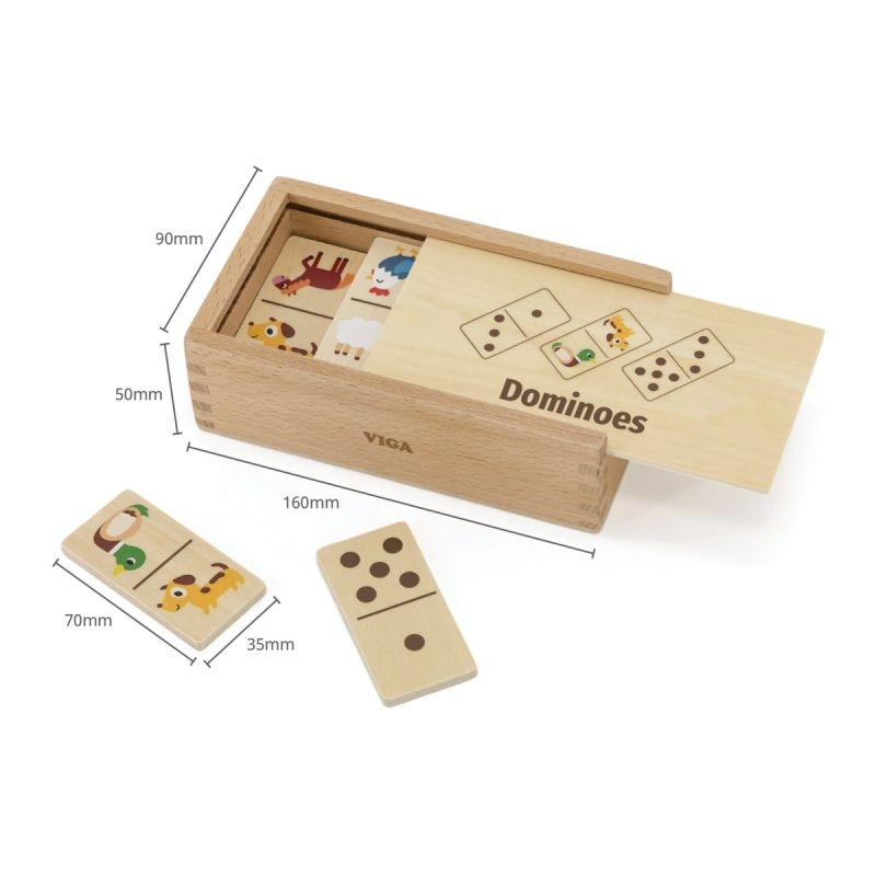 Coffret de 28 dominos en bois la ferme