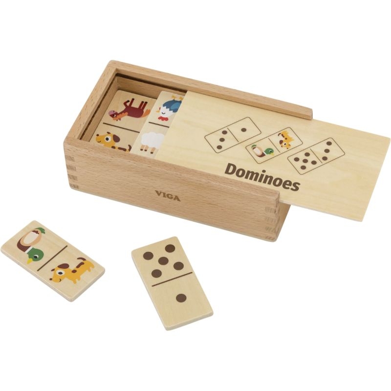 Coffret de 28 dominos en bois la ferme