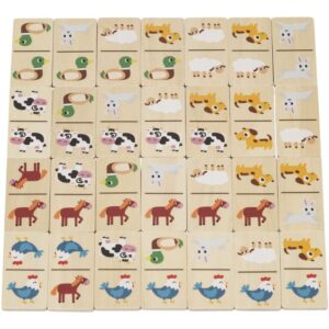 Coffret de 28 dominos en bois la ferme