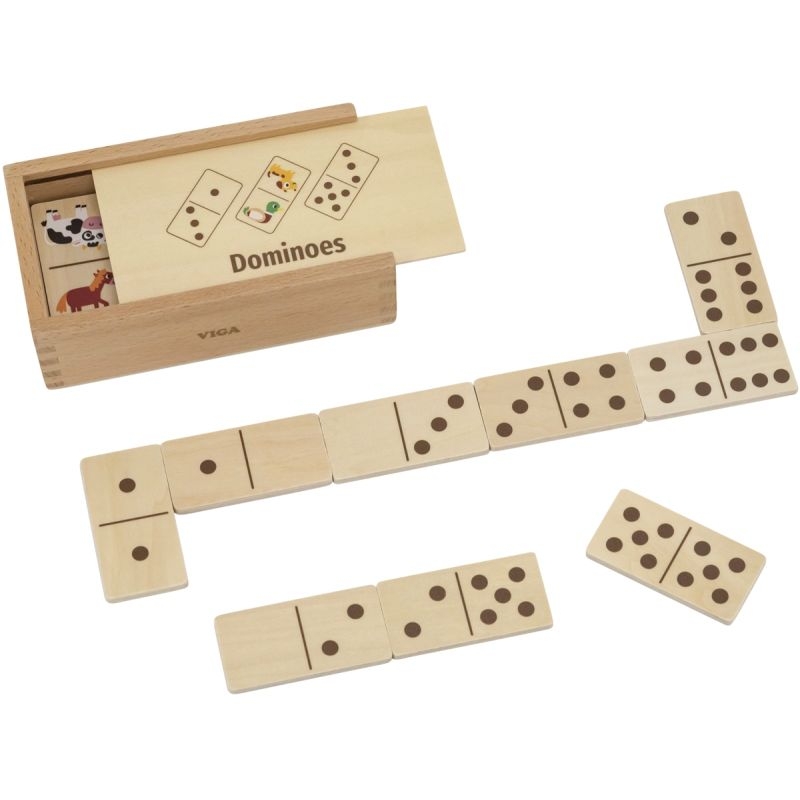 Coffret de 28 dominos en bois la ferme