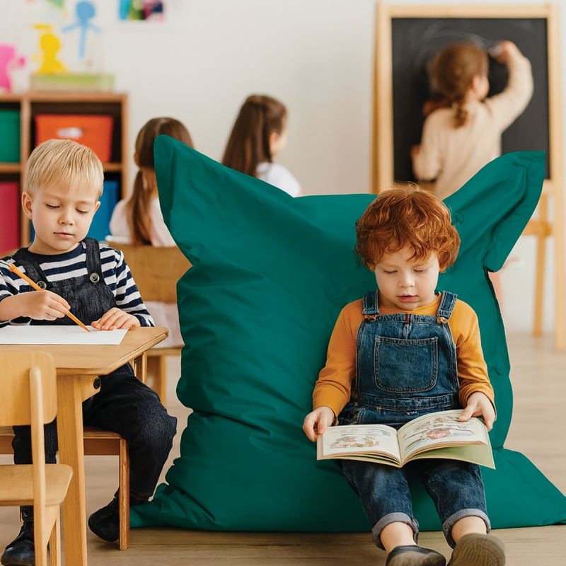 Coussin géant 140x140cm bleu canard