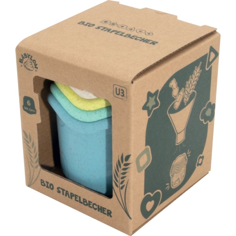 Gobelets à empiler en plastique recyclé, 6 pièces