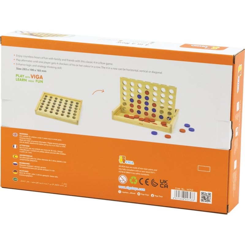 Jeu 4 en ligne en bois 29x19cm