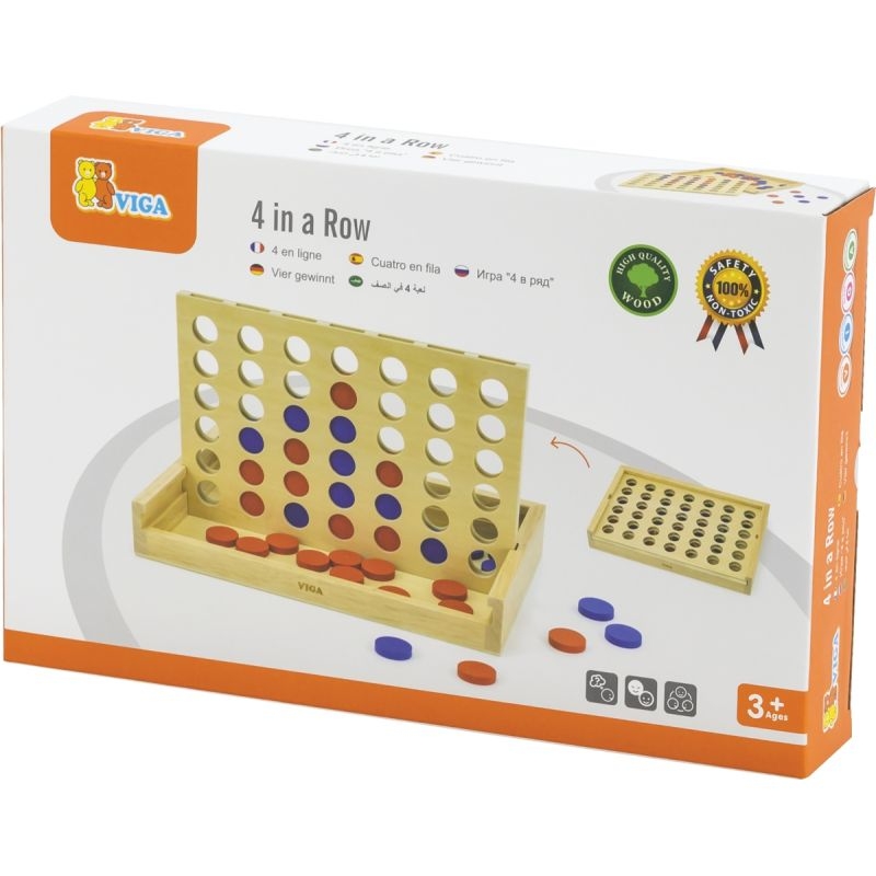 Jeu 4 en ligne en bois 29x19cm