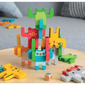 Jeu d’équilibre en bois, les animaux acrobates