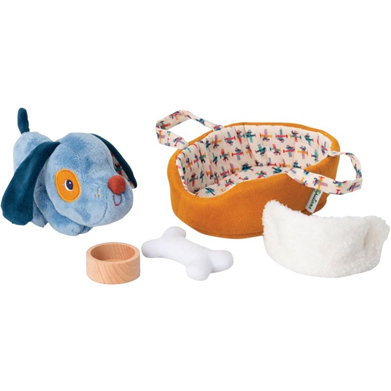 Jules le chiot et son panier LILLIPUTIENS