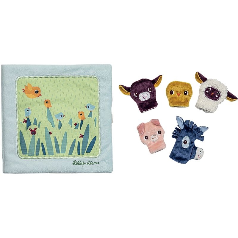 Livre bébés à la ferme + 5 marionnettes LILLIPUTIENS