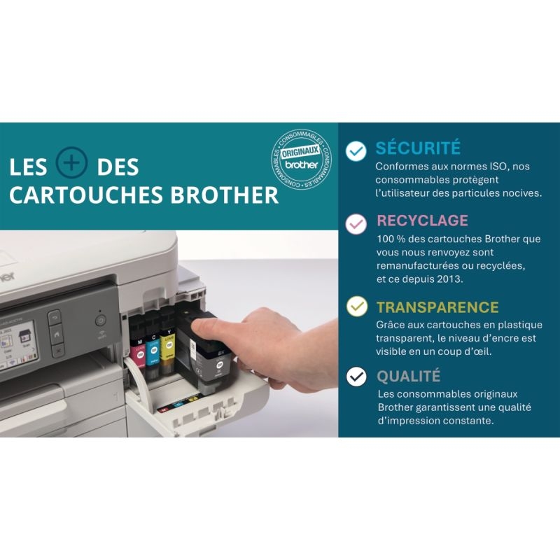 Lot 3 Brother BTD180 bouteille jet d’encre cyan magenta jaune authentique (BTD180J)