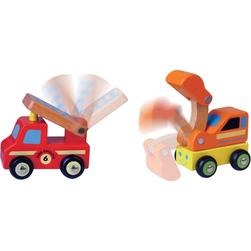 Lot 6 véhicules métiers en bois