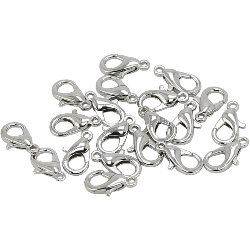 Lot de 20 fermoirs mousquetons 14mm
