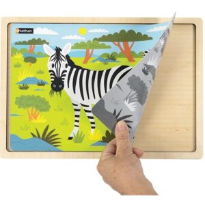 Lot de 4 puzzles, animaux de la savane