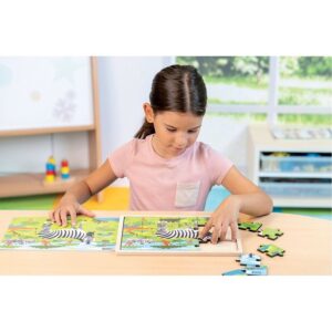 Lot de 4 puzzles, animaux de la savane