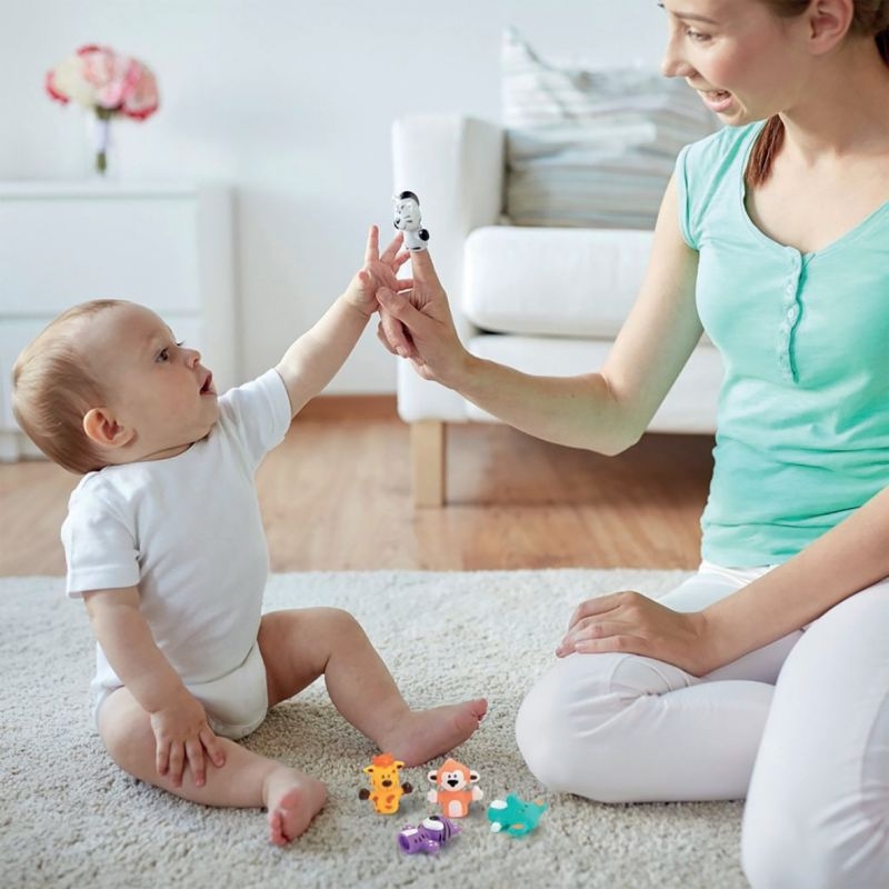 Lot de 5 marionnettes à doigts, la savane