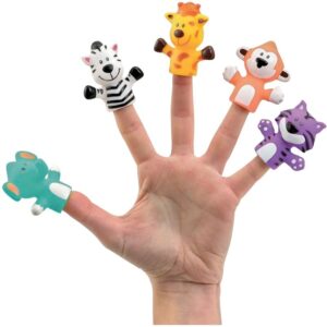 Lot de 5 marionnettes à doigts, la savane