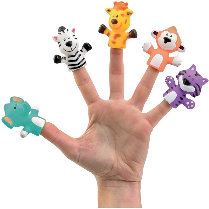 Lot de 5 marionnettes à doigts, la savane