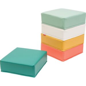 Lot de 5 poufs carrés 30x30x10cm assortis