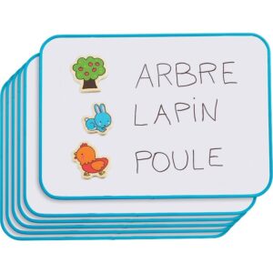 Lot de 6 ardoises blanches unies magnétiques