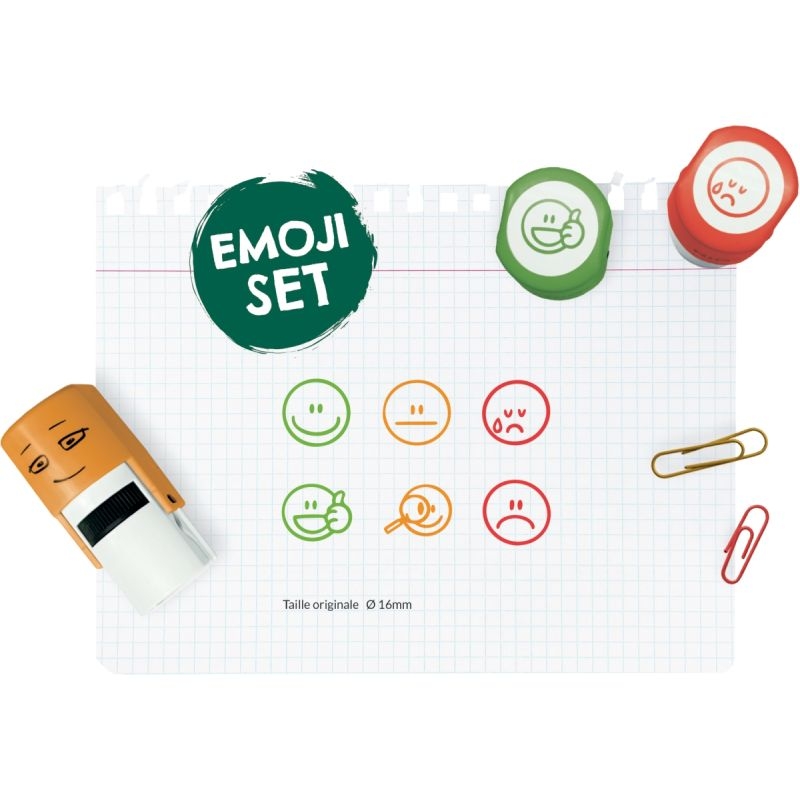 Lot de 6 tampons Emoji Smiley assortis