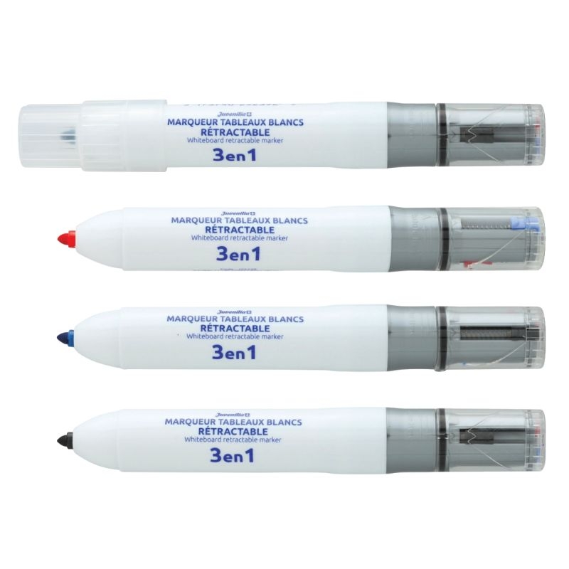 Marqueur tableau blanc 3en1 bleu, noir et rouge
