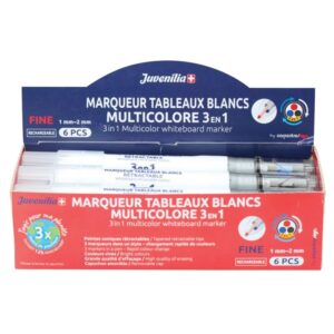 Marqueur tableau blanc 3en1 bleu, noir et rouge