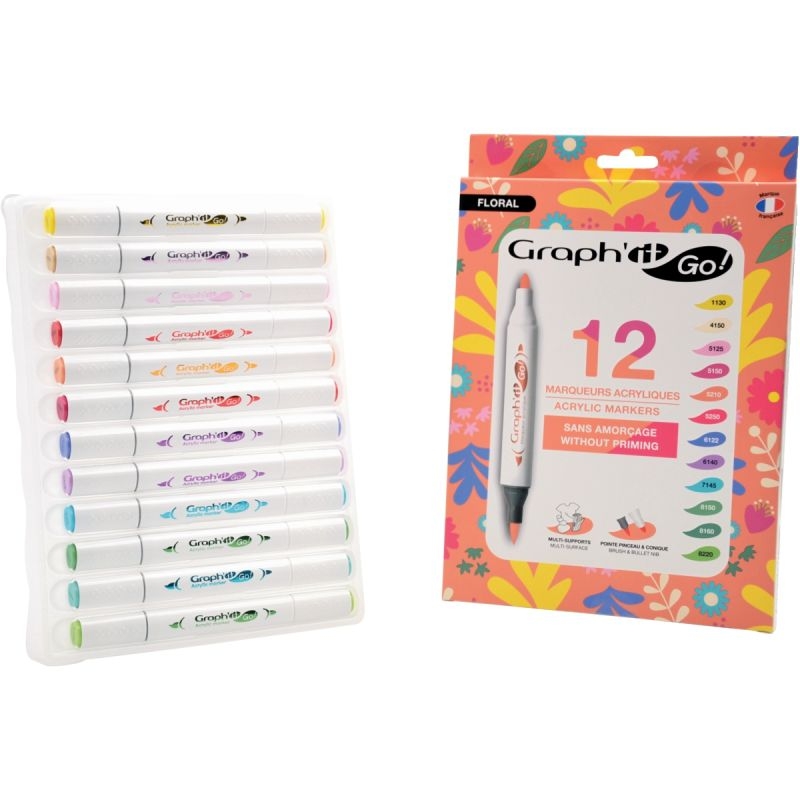 Pochette de 12 marqueurs Graph It floral