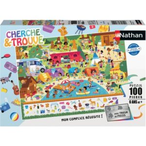 Puzzle cherche et trouve 100 pièces, au camping